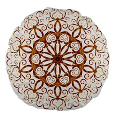 Golden Filigree Flake On White Large 18  Premium Flano Round Cushions by Amaryn4rt