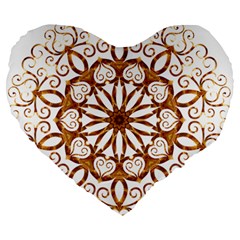 Golden Filigree Flake On White Large 19  Premium Flano Heart Shape Cushions by Amaryn4rt