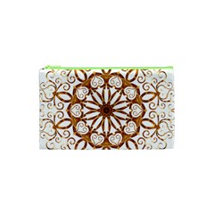 Golden Filigree Flake On White Cosmetic Bag (xs) by Amaryn4rt