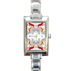 Fractal Kaleidoscope Of A Dragon Head Rectangle Italian Charm Watch by Amaryn4rt