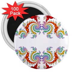 Fractal Kaleidoscope Of A Dragon Head 3  Magnets (100 Pack) by Amaryn4rt