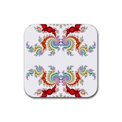 Fractal Kaleidoscope Of A Dragon Head Rubber Coaster (square)  by Amaryn4rt