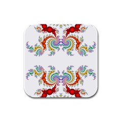 Fractal Kaleidoscope Of A Dragon Head Rubber Square Coaster (4 Pack)  by Amaryn4rt