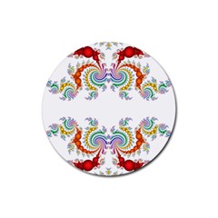 Fractal Kaleidoscope Of A Dragon Head Rubber Coaster (round)  by Amaryn4rt