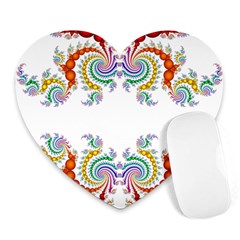 Fractal Kaleidoscope Of A Dragon Head Heart Mousepads by Amaryn4rt