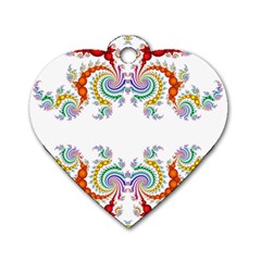 Fractal Kaleidoscope Of A Dragon Head Dog Tag Heart (one Side) by Amaryn4rt