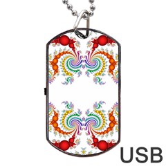 Fractal Kaleidoscope Of A Dragon Head Dog Tag Usb Flash (two Sides) by Amaryn4rt