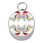 Fractal Kaleidoscope Of A Dragon Head Mini Silver Compasses Front