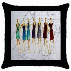 Fashion Sketch  Throw Pillow Case (black) by Valentinaart