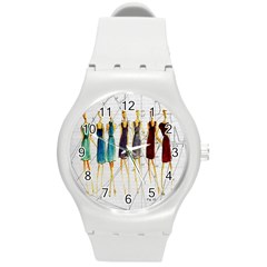 Fashion Sketch  Round Plastic Sport Watch (m) by Valentinaart