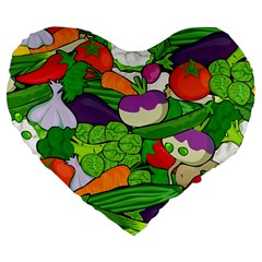 Vegetables  Large 19  Premium Flano Heart Shape Cushions by Valentinaart