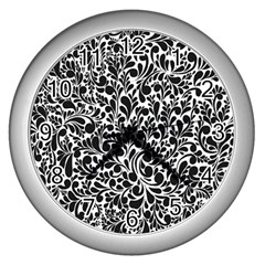 Pattern Wall Clocks (silver)  by Valentinaart