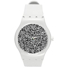 Pattern Round Plastic Sport Watch (m) by Valentinaart