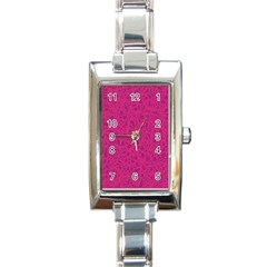 Pink Pattern Rectangle Italian Charm Watch by Valentinaart