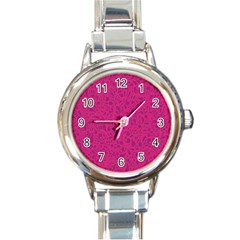 Pink Pattern Round Italian Charm Watch by Valentinaart