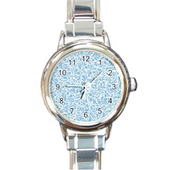 Blue Pattern Round Italian Charm Watch by Valentinaart