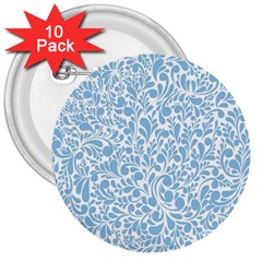 Blue Pattern 3  Buttons (10 Pack)  by Valentinaart