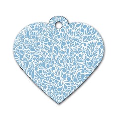 Blue Pattern Dog Tag Heart (two Sides) by Valentinaart