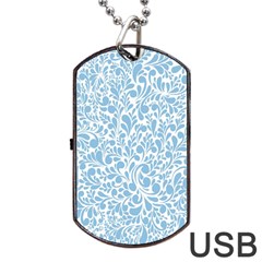 Blue Pattern Dog Tag Usb Flash (two Sides) by Valentinaart