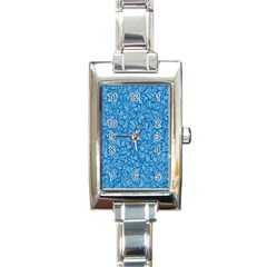 Blue Pattern Rectangle Italian Charm Watch by Valentinaart