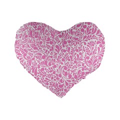 Pink Pattern Standard 16  Premium Flano Heart Shape Cushions by Valentinaart