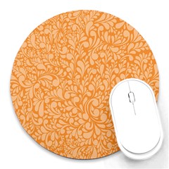 Orange Pattern Round Mousepads by Valentinaart