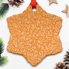 Orange Pattern Snowflake Ornament (two Sides) by Valentinaart