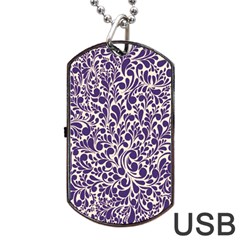 Purple Pattern Dog Tag Usb Flash (two Sides) by Valentinaart