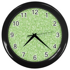 Green Pattern Wall Clocks (black) by Valentinaart