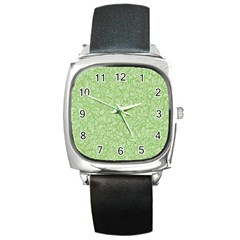 Green Pattern Square Metal Watch by Valentinaart