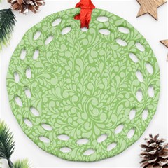 Green Pattern Round Filigree Ornament (two Sides) by Valentinaart