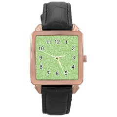 Green Pattern Rose Gold Leather Watch  by Valentinaart