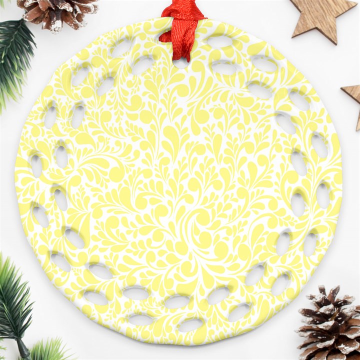 Yellow pattern Round Filigree Ornament (Two Sides)