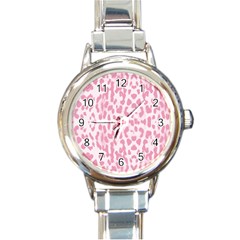 Leopard Pink Pattern Round Italian Charm Watch by Valentinaart