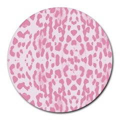 Leopard Pink Pattern Round Mousepads by Valentinaart