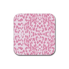 Leopard Pink Pattern Rubber Coaster (square)  by Valentinaart