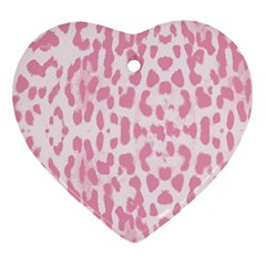 Leopard Pink Pattern Heart Ornament (two Sides) by Valentinaart