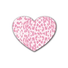 Leopard Pink Pattern Rubber Coaster (heart)  by Valentinaart