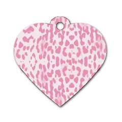 Leopard Pink Pattern Dog Tag Heart (one Side) by Valentinaart