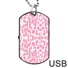 Leopard Pink Pattern Dog Tag Usb Flash (two Sides) by Valentinaart