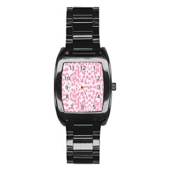 Leopard Pink Pattern Stainless Steel Barrel Watch by Valentinaart