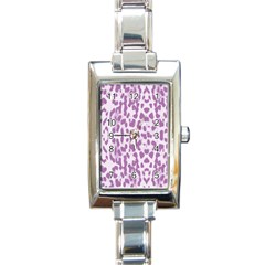 Purple Leopard Pattern Rectangle Italian Charm Watch by Valentinaart