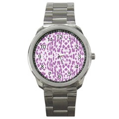 Purple Leopard Pattern Sport Metal Watch by Valentinaart