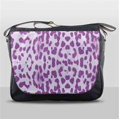 Purple Leopard Pattern Messenger Bags by Valentinaart