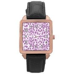 Purple Leopard Pattern Rose Gold Leather Watch  by Valentinaart