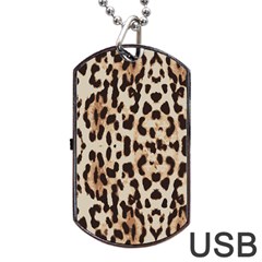 Leopard Pattern Dog Tag Usb Flash (one Side) by Valentinaart