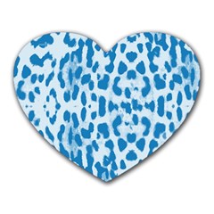 Blue Leopard Pattern Heart Mousepads by Valentinaart