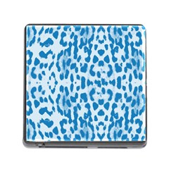 Blue Leopard Pattern Memory Card Reader (square) by Valentinaart