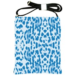 Blue Leopard Pattern Shoulder Sling Bags by Valentinaart