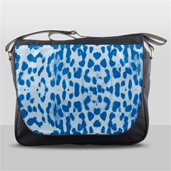 Blue Leopard Pattern Messenger Bags by Valentinaart